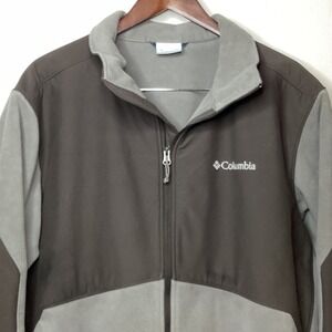 Columbia Mens Fleece Jacket‎ Full Zip Gray Brown Outdoor Warm Activewear